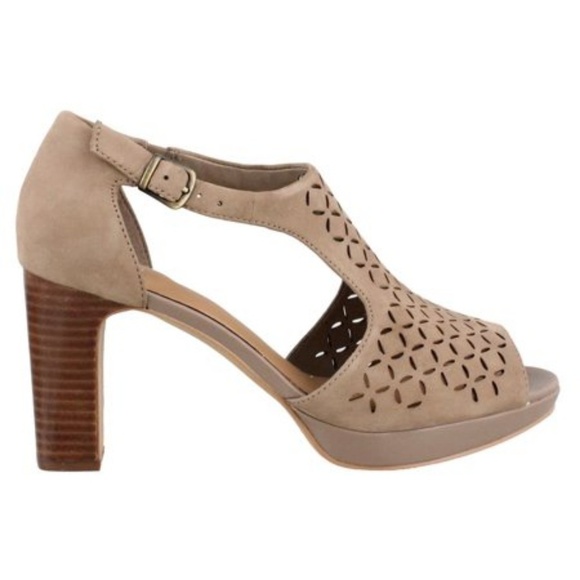 💕CLARKS💕 Peep Toe Suede Comfort Shoe Sandals - Picture 6 of 8